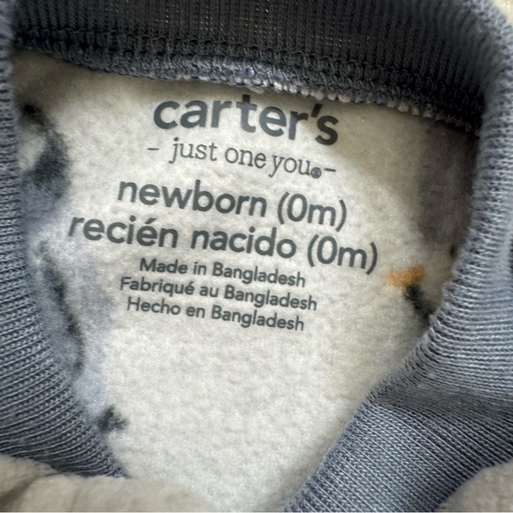 Carter’s Gray Fleece Penguin Pajama Footed 2-way zip Baby Boy NB - Picture 2 of 5